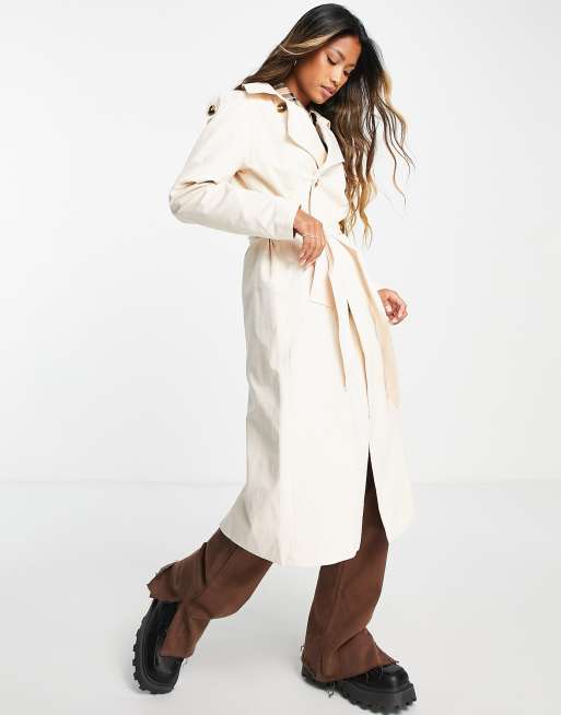 Stone Panel Detail Belted Trench Coat