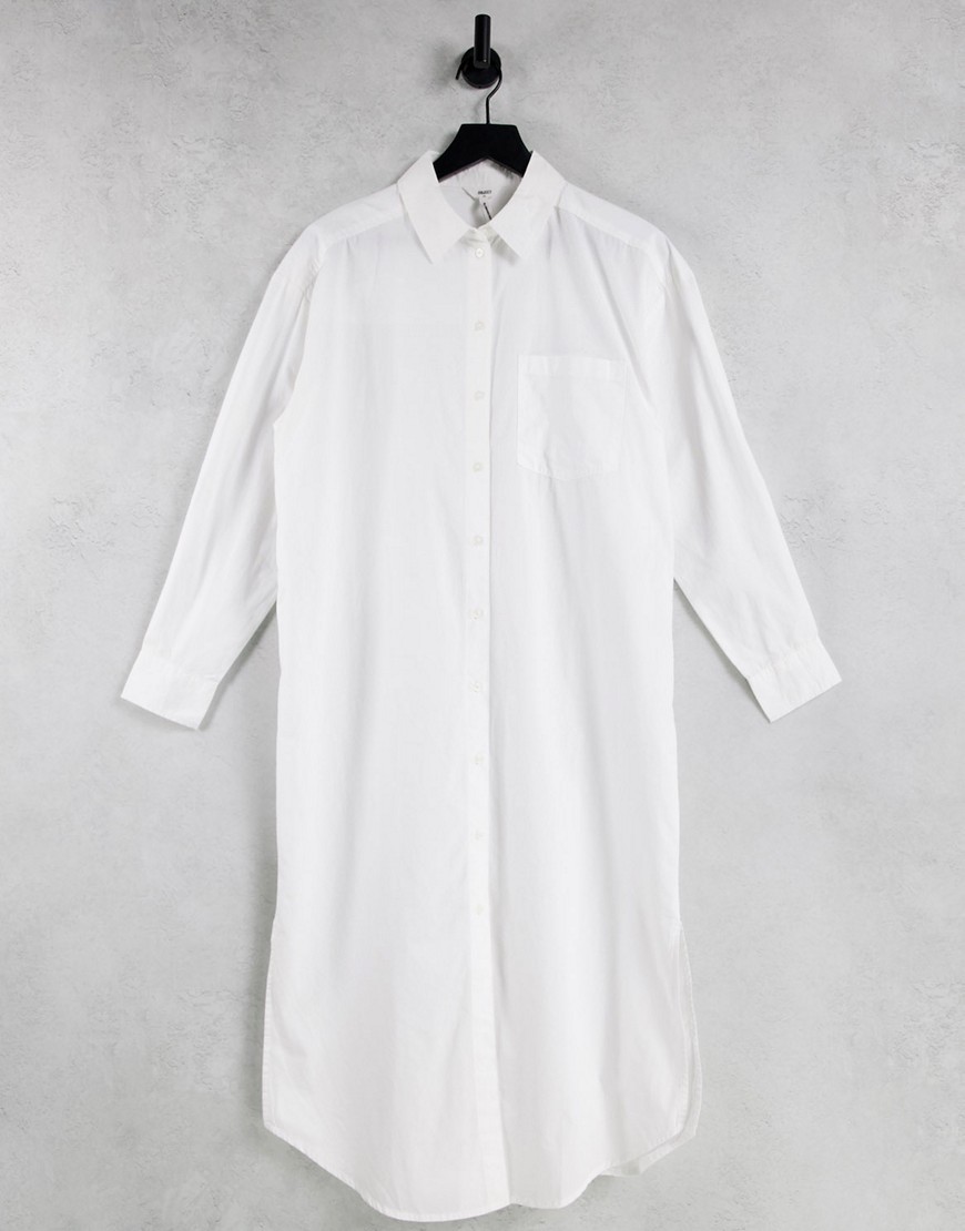 Object cotton oversized long shirt in white - WHITE