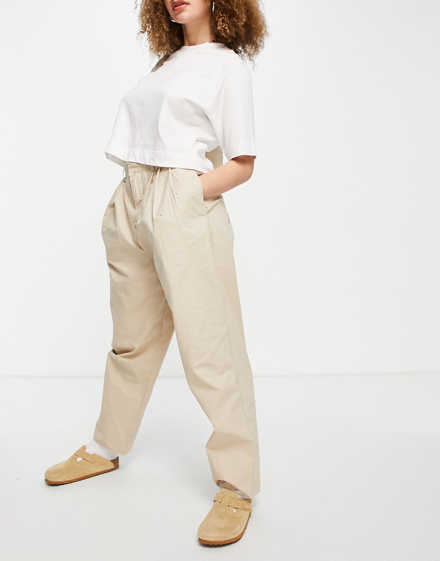 Object cotton ovoid pants in stone-Neutral