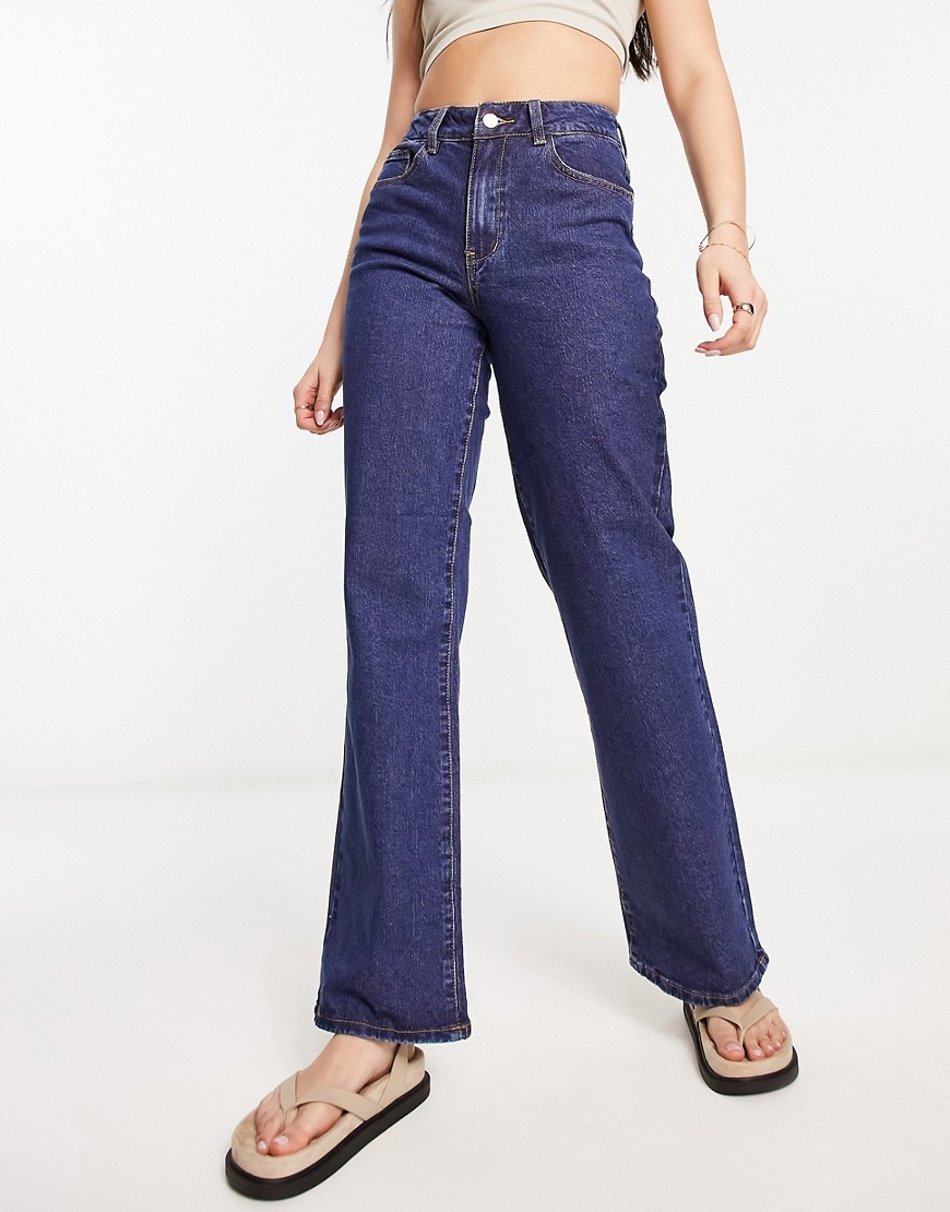 Object cotton wide leg denim jeans in dark blue