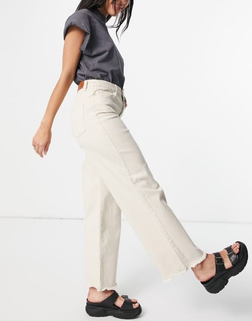 Object cotton wide leg jean in cream