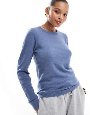 crew neck knit sweater in blue