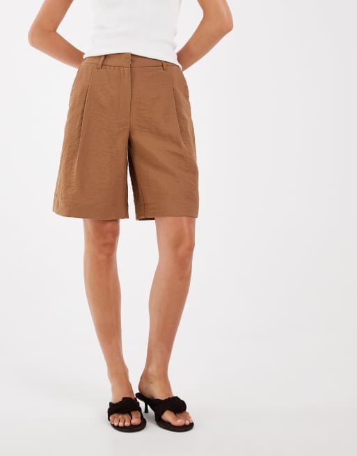 Object crinkle textured tailored longline shorts in camel (part of a set), 2 of 5