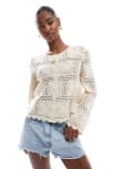 [Object] Object crochet cardigan in cream-White 14-16 Sandshell