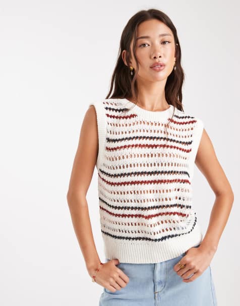 Object crochet knitted sleeveless layering vest in multicolour - view 1
