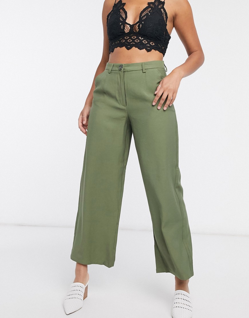 Object Cropped Length Pants Two-piece In Burnt Olive-green