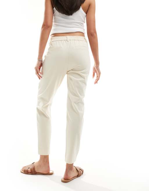 Object - Cropped nette broek in crème, 2 van 5