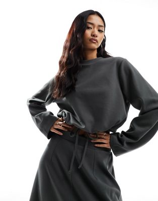 Object cropped pull string waist sweatshirt co-ord in grey