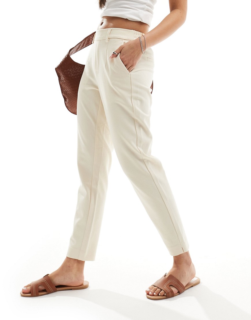 Object cropped tailored slim trousers in cream-Neutral