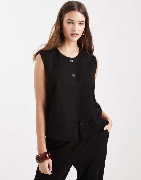 Object o-neck waistcoat co-ord in black