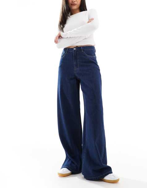 Object - Denim-jeans med brede ben i mørk vask - view 1