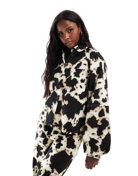 Object denim shirt with volume sleeves in cow print (part of a set) - view 1