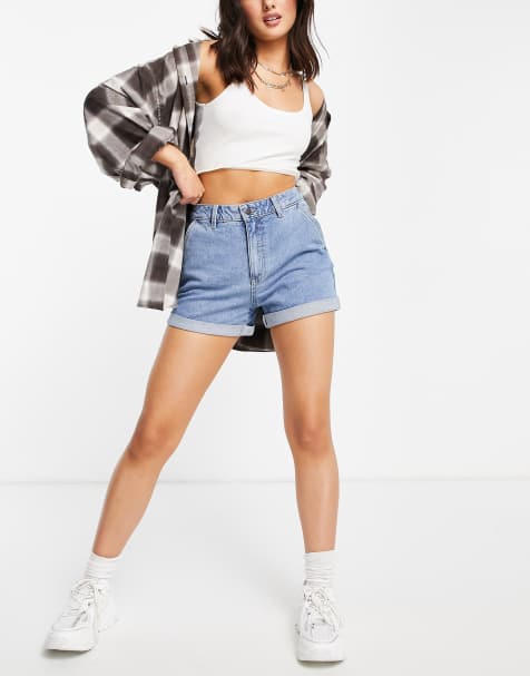 Object - Denim short met omgeslagen zoom in lichtblauw - view 1