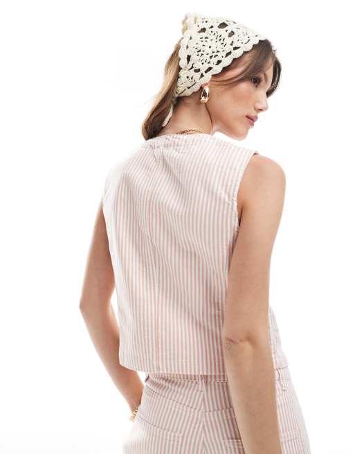 Object denim vest in rose stripe - part of a set, 3 of 4