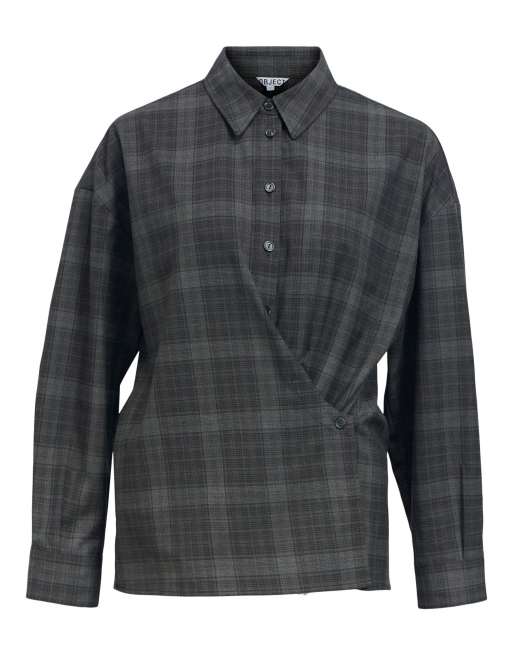 Object Diena camisa de cuello camisero y manga larga en negro, 5 de 5