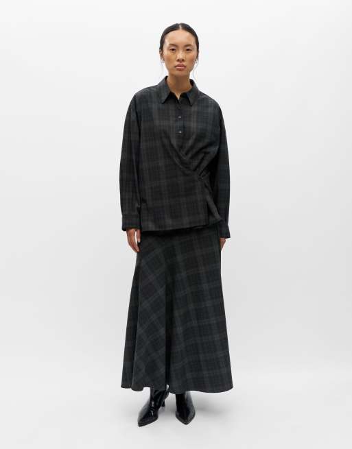 Object Diena con colletto camicia, maniche lunghe, nera, 3 di 5