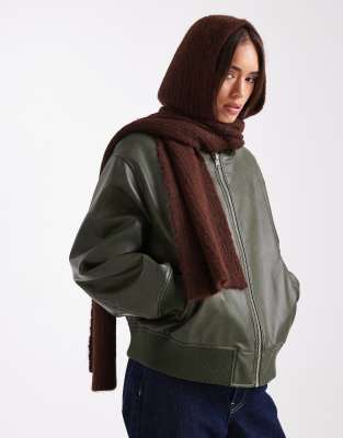 Object - Écharpe façon cagoule en maille ultra douce - Marron chiné-Brown