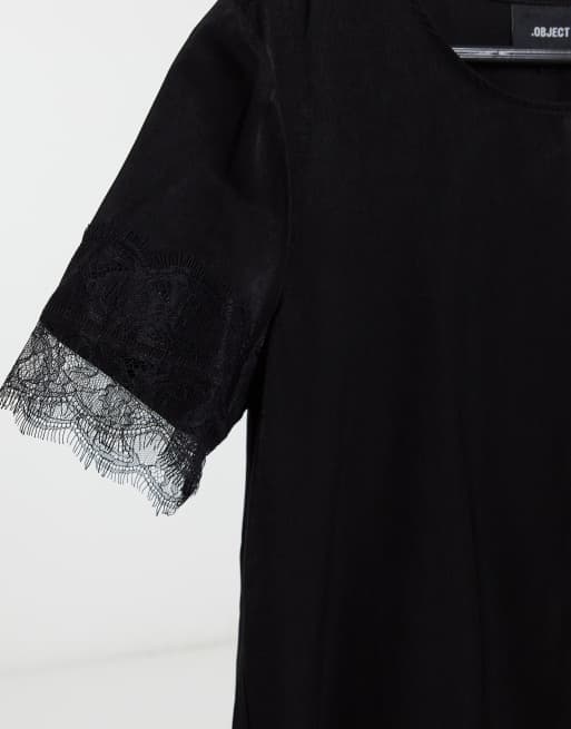 Object - Eileen - Top aderente con bordi in pizzo nero, 4 di 4