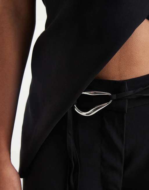 Object - Elegante broek met wijde pijpen en hardware details in zwart, deel van co-ord set, 4 van 5