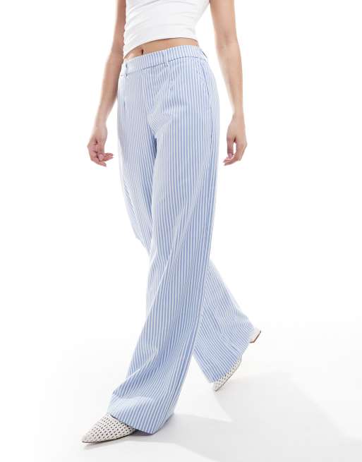 Object - Elegante broek met wijde pijpen en strepen in blauw en wit, 3 van 5