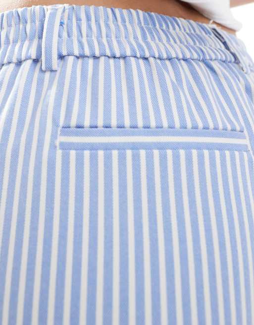 Object - Elegante broek met wijde pijpen en strepen in blauw en wit, 4 van 5