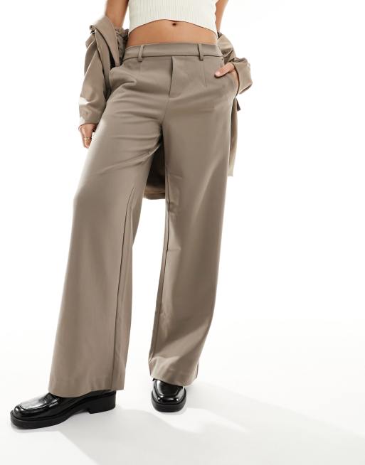 Object - Elegante broek met wijde pijpen in taupe, deel van co-ord set, 4 van 5