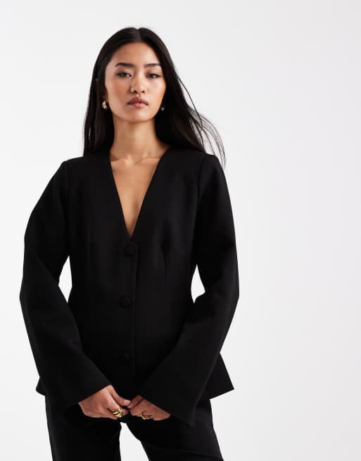 Object - Elegante getailleerde blazer met stretch in zwart, 2 van 4