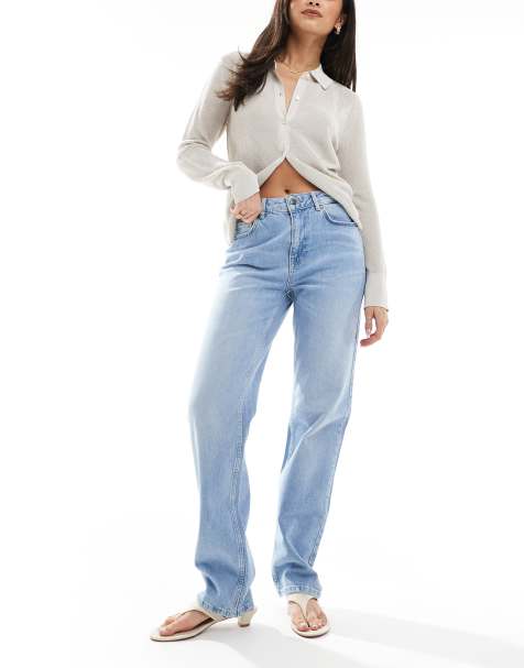 Object Ellen straight leg jeans in light blue denim