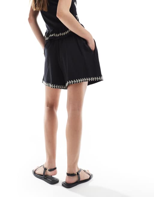 Object embroidered jersey shorts in black - part of a set, 4 of 5