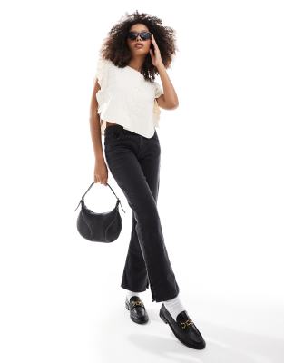 Object Embroidered Quilted Statement Top In White