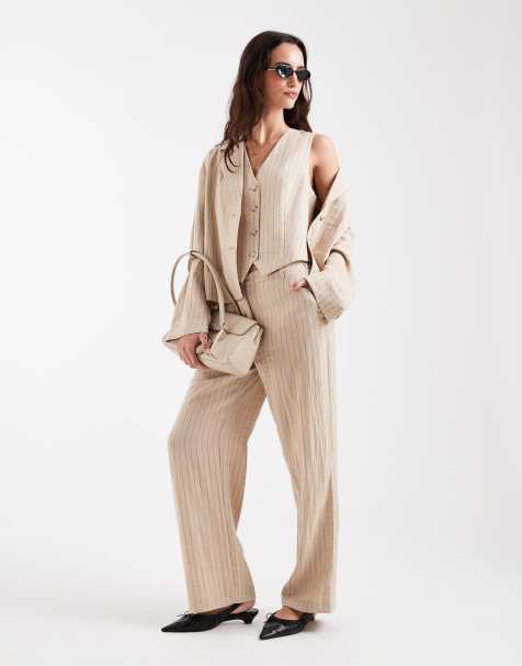 Object - Ensemble gilet de costume ajusté et pantalon à assortir - Humus et noir à fines rayures - view 1