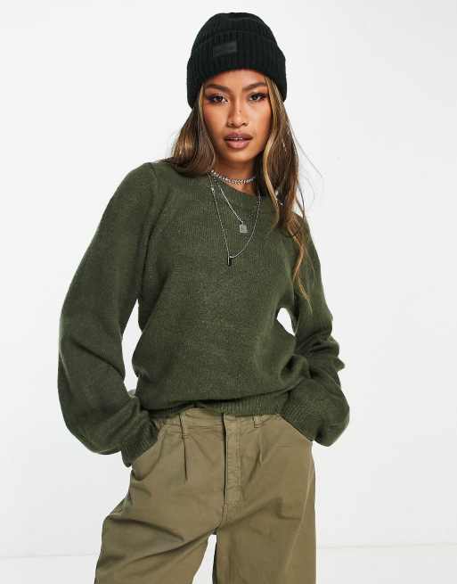 Object - Eve - Pull en maille à manches volumineuses - Vert