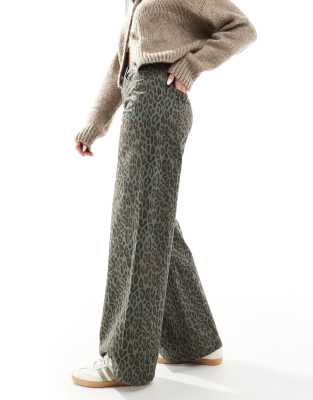 Shop Object Extreme Wide Leg Jeans In Green