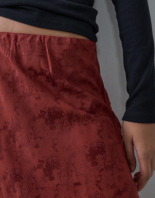 Object falda de satén estampada con ribete de encaje en color cobre, 3 de 5