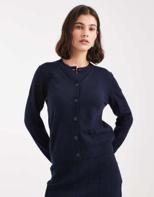 Object - Feinmaschige Strickjacke in Marineblau, Kombiteil