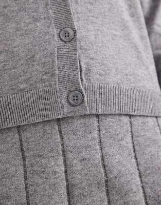 Object Fine Gauge Cardigan In Gray