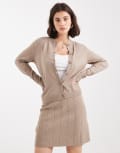 [Object] Object fine gauge cardigan in taupe melange (part of a set)-Neutral 10-12 Desert Taupe Detail