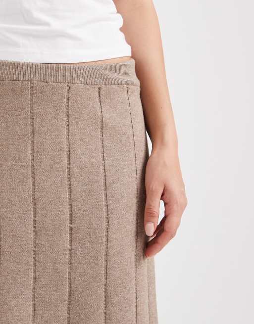 Object fine gauge knit mini skirt in heathered taupe - part of a set, 2 of 5