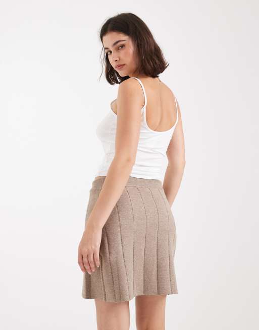 Object fine gauge knit mini skirt in heathered taupe - part of a set, 5 of 5