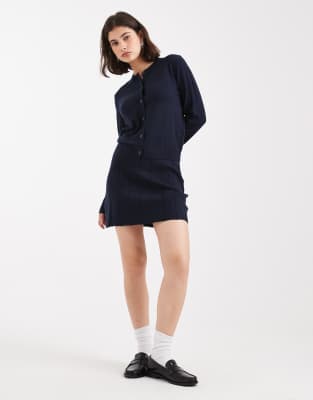 Object Fine Gauge Knit Mini Skirt In Blue