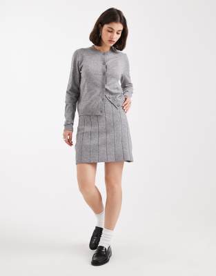 Object Object fine gauge knitted mini skirt co-ord in medium grey melange