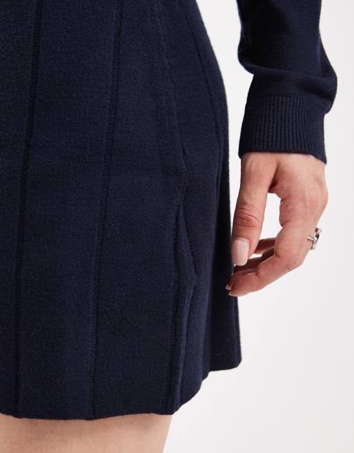 Object fine gauge knitted mini skirt co-ord in navy, 4 of 5