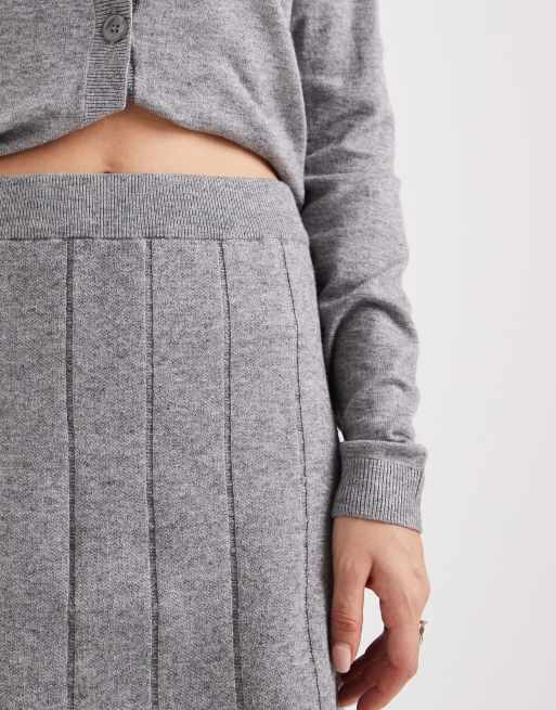 Object fine gauge knitted mini skirt in medium grey melange (part of a set), 2 of 5