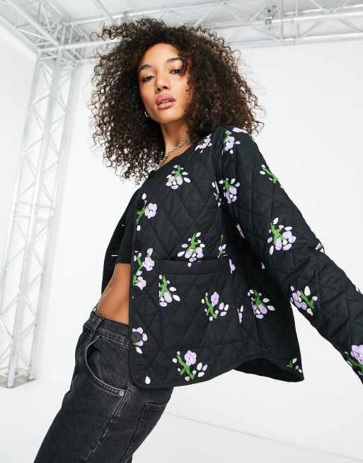 Floral cheap quilted jacket