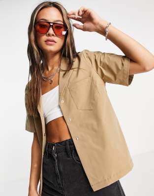 Object Frigg revere shirt co-ord in beige - ASOS Price Checker