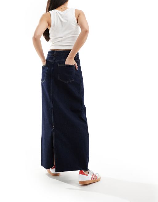 Black colour blue denim maxi skirt 9889 hotsell