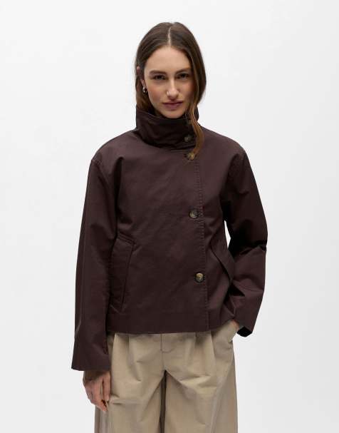 Object - gabardina con cuello alzado en marrón chocolate - view 1