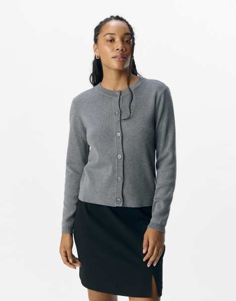 Object - Gebreid vest in gemêleerd medium grijs - view 1