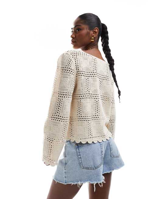 Object - Gehaakt vest in crème, 2 van 4
