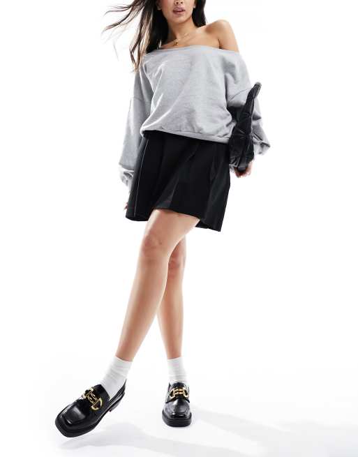 Object - Geplooide mini rok in zwart
